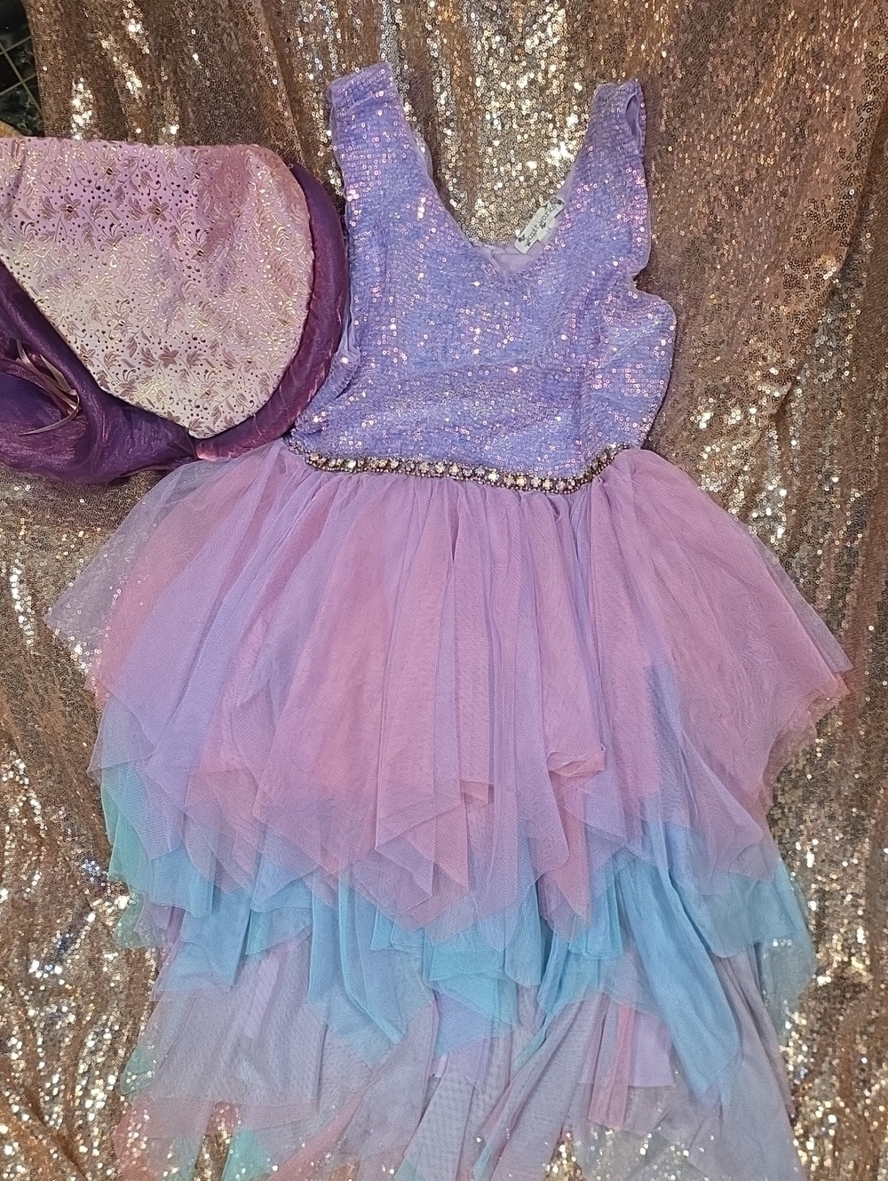 Knitworks Lavender and Blue Sparkle Tulle Princess Dress